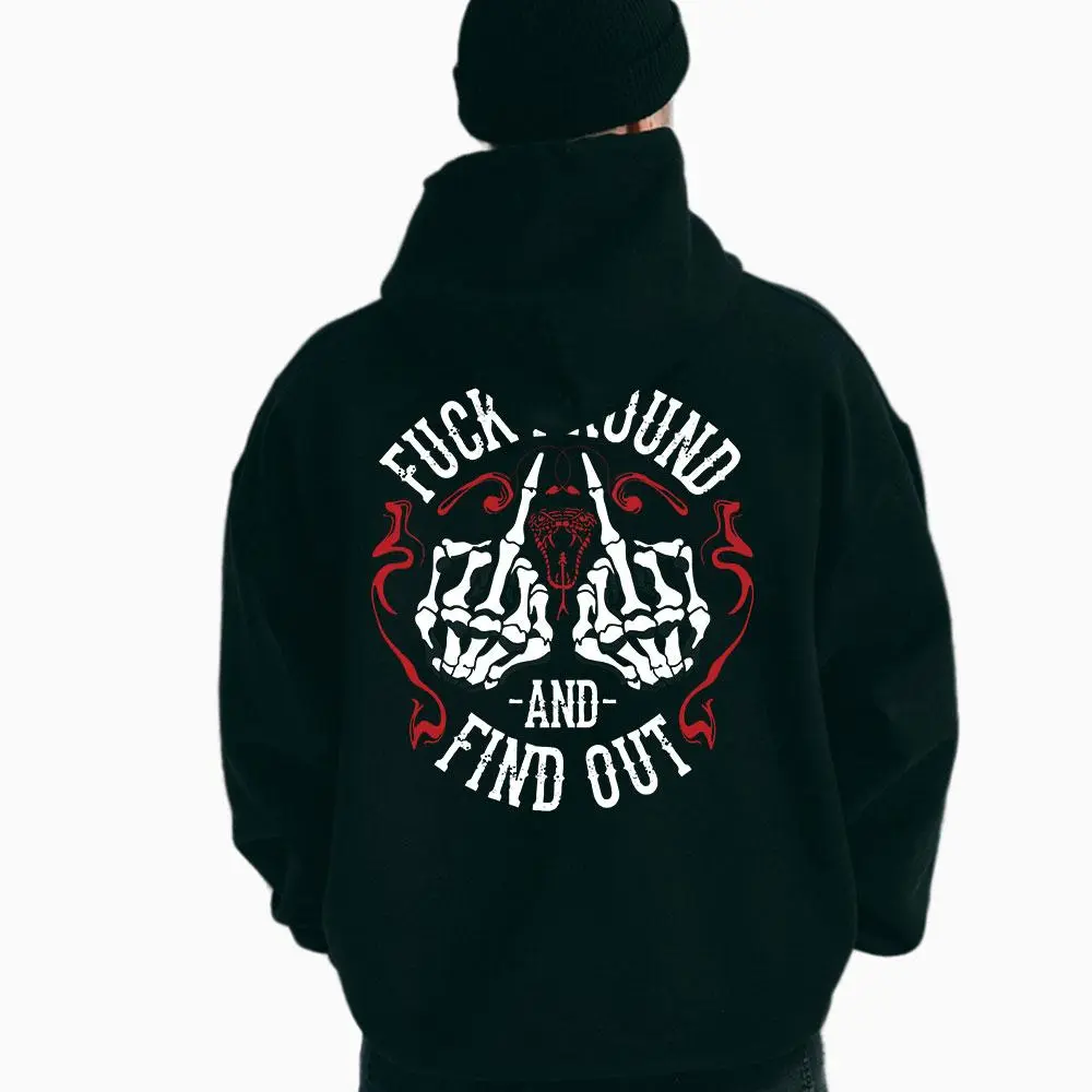 Men's FAFO Red Line Graphic Hoodie, Soft Air Jet Yarn Cotton Fleece, Long Sleeve Streetwear Pullover with Front Pocket Classic Fabric Menswear Embroidered Shirt Spandex