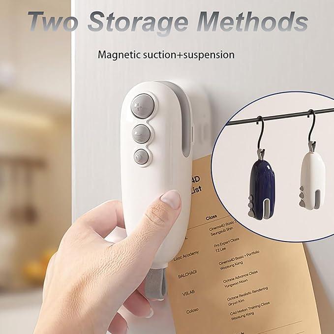 Mini Bag Sealer with Cutter, Rechargeable, Handheld Heat Sealer Machine with Magnetic, Portable Bag Sealer Heat Seal for Keep Food Fresh and Snacks Crispy