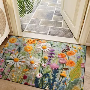 Flower Pattern Door Mat, Non-slip Soft Floor Mat, Decorative Carpet for Home Living Room Bedroom Kitchen Study Room, Home Decor