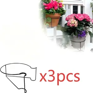 Set of 3 Railing-Hanging Flower Racks — Secure Mounting Brackets for Balcony Gardens, Greenery, and Potted Plants; Stable and Sturdy
