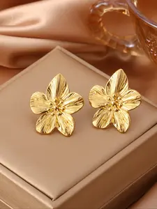 1 pair of retro-style gold 3D floral earrings (daily wear style), ideal for gatherings and a perfect choice for gifting, Ear Studs, Stud Earring Jewelry