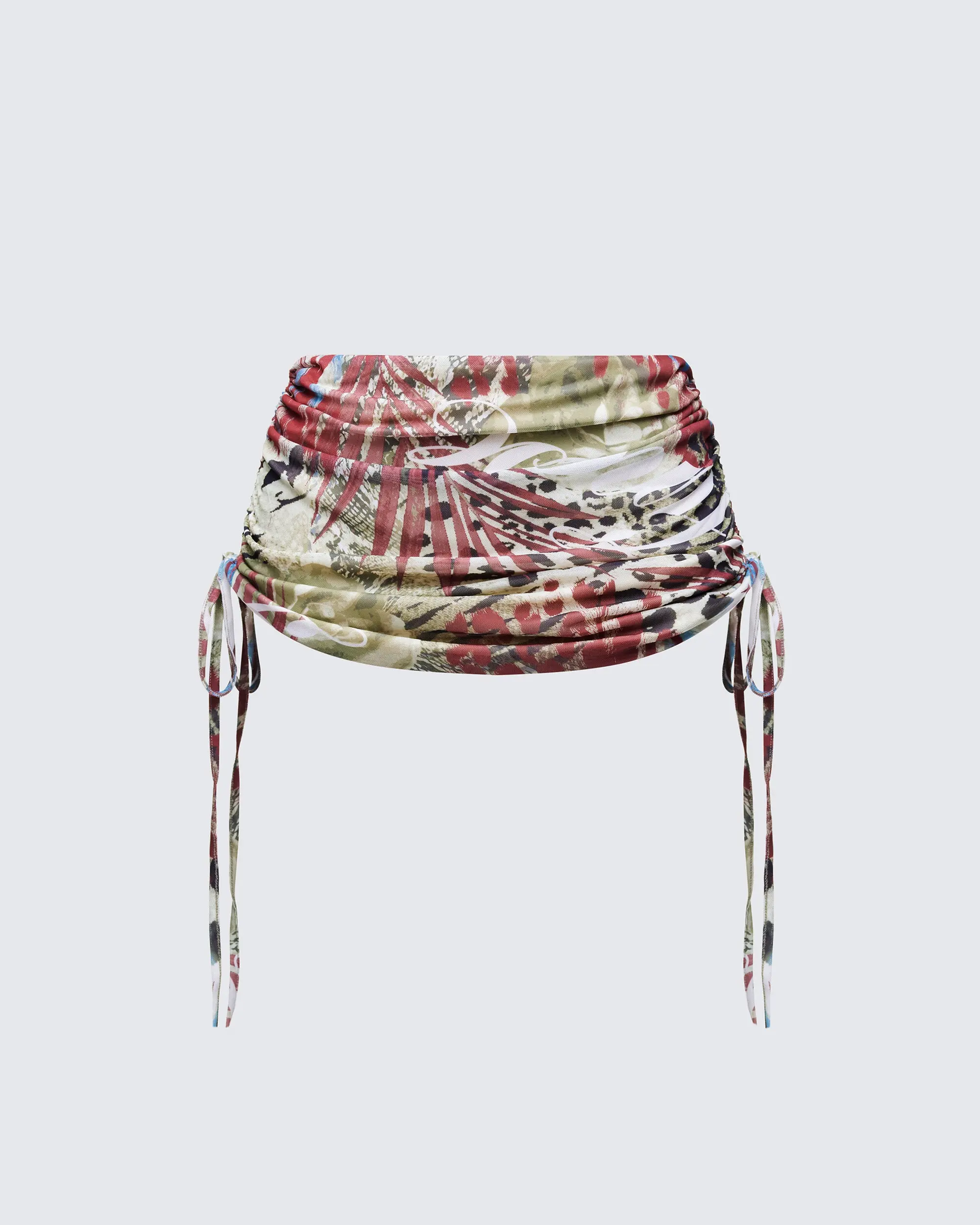 Cece Brown Printed Ruched Mini Skirt