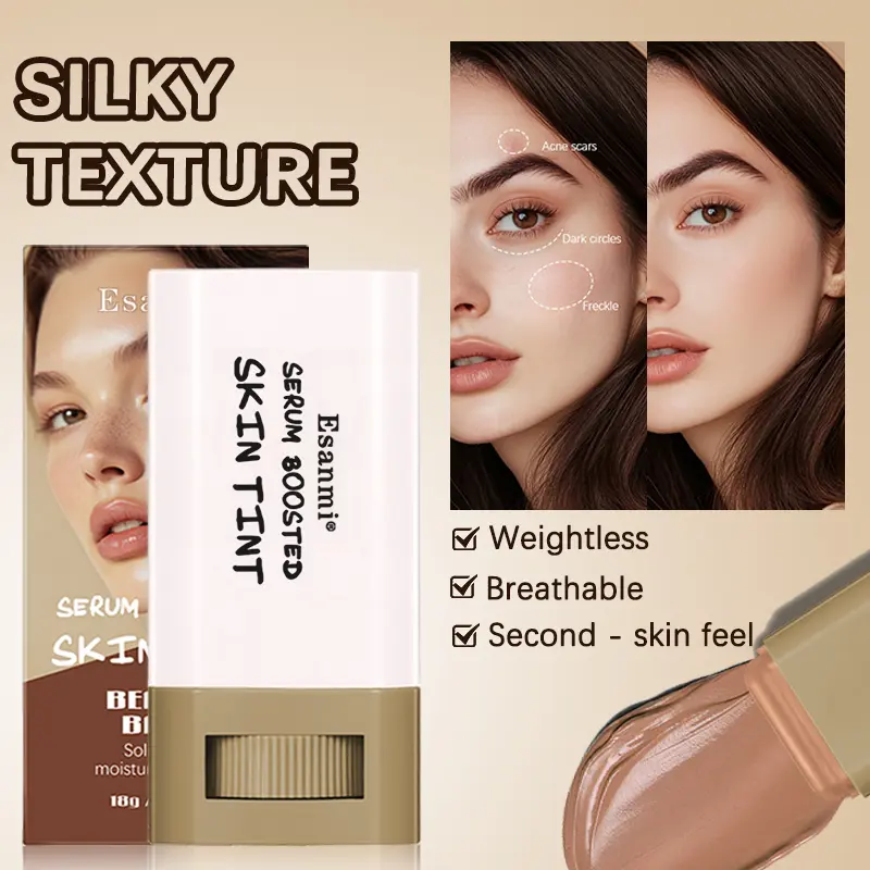 Solid Foundation Stick, Long-Lasting Hydrating Moisturizing Makeup, Medium Coverage, Natural Finish, Multiple Shades Available, Non-Caking Formula