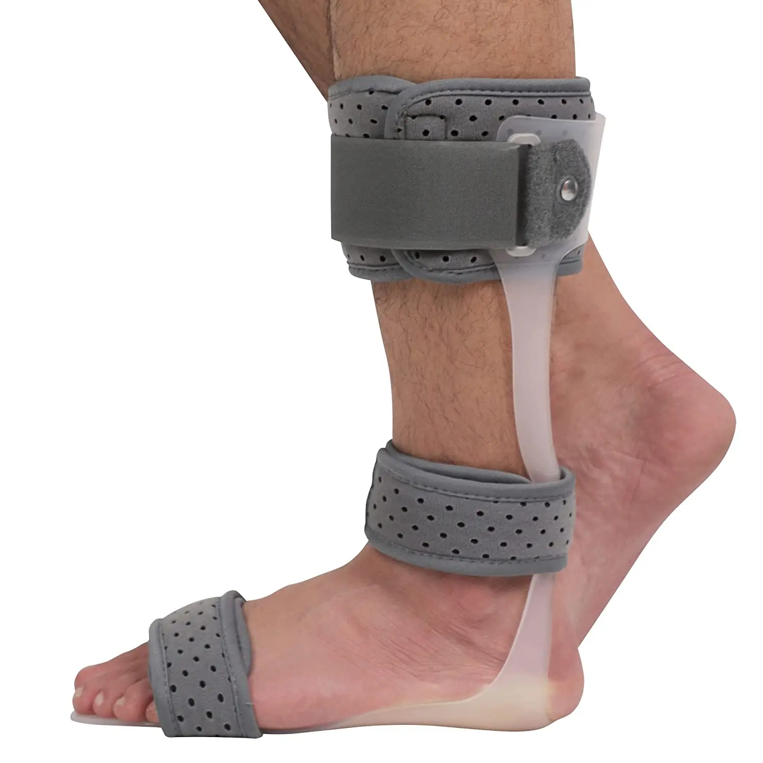 Foot Drop AFO Brace - Velcro Adjustable Strap System, Lightweight Breathable Polyethylene Ankle Support Orthosis for Stroke Recovery, Nerve Injury, Gait Correction, Fits Left or Right Daily Wear