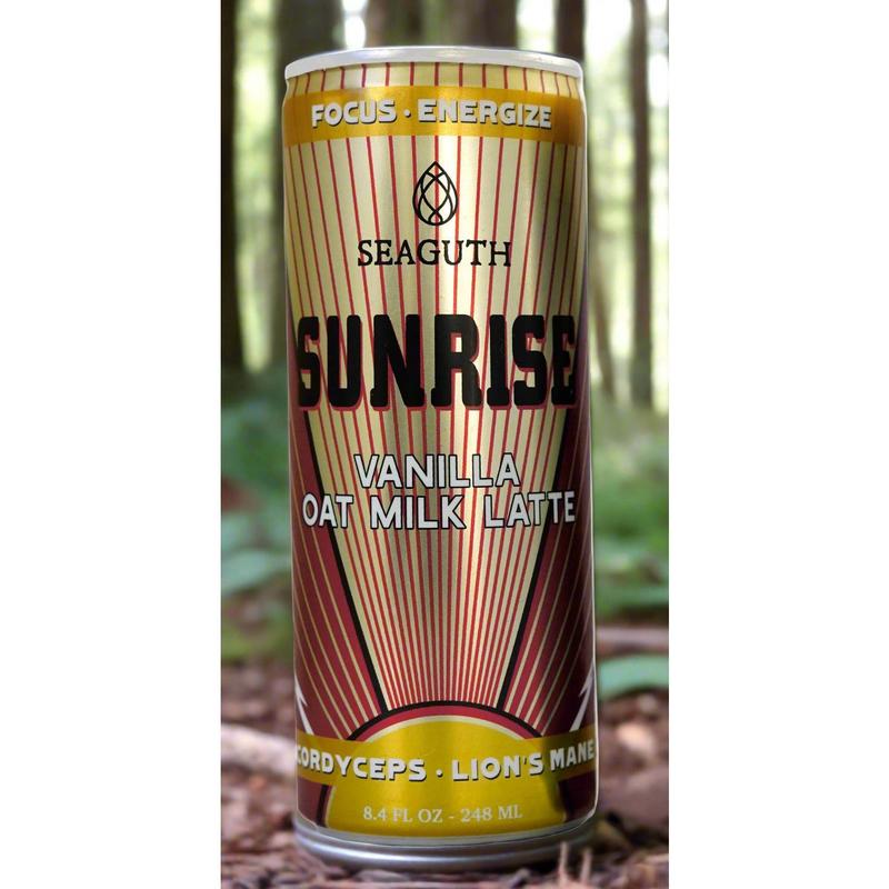 Seaguth Sunrise Adaptogen Vanilla Oat Milk Latte Case of 12 Coffee With Mushrooms Organic Beverage Natural