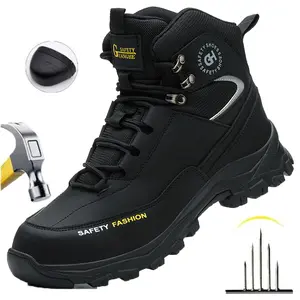 Work Safety Shoes For Men Work Sneakers Steel Toe Shoes Anti-puncture Safety Protective Shoe Men Indestructible Shoes High top sneakers Waterproof Anti-slip work hiking boots sneakers