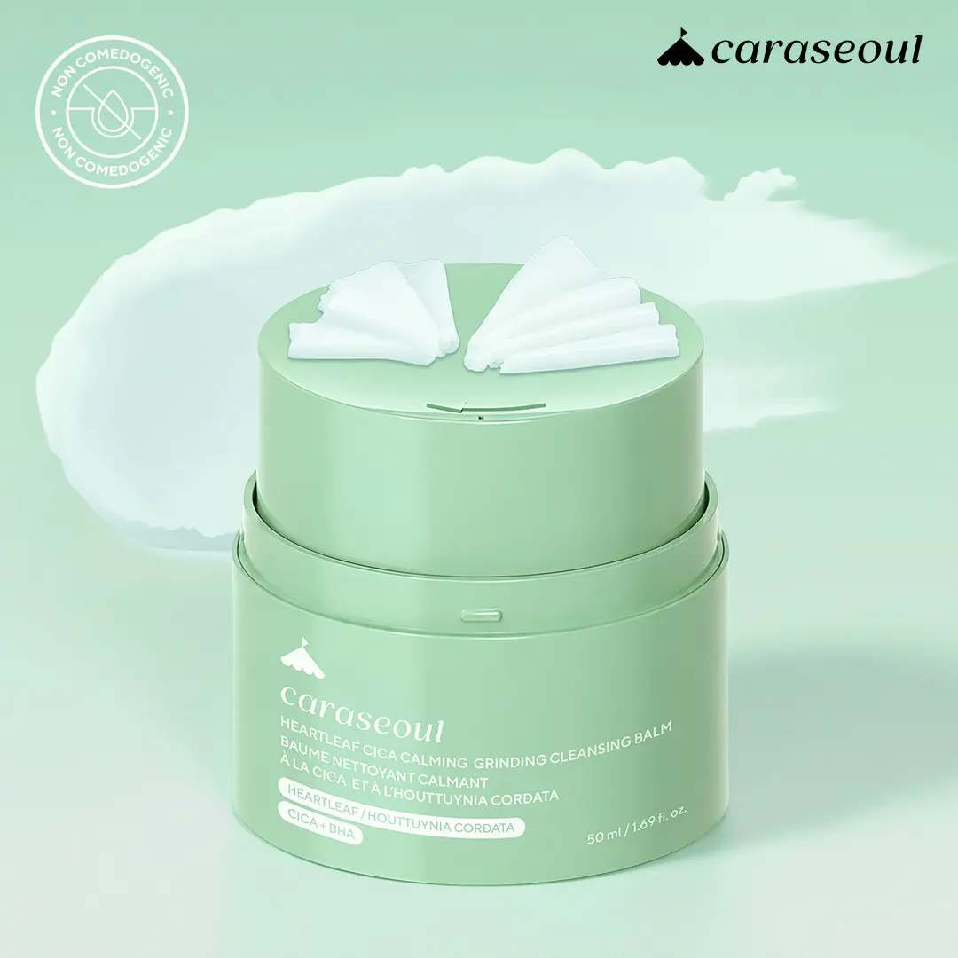 [caraseoul Official] Heartleaf Cica Grinding Cleansing Balm – Korean Makeup Remover Balm, Hygienic Twist-Up Cleanser, Melts Makeup, Sunscreen & SPF, Calming Balm Cleanser for Sensitive Skin, Vegan, 50ml