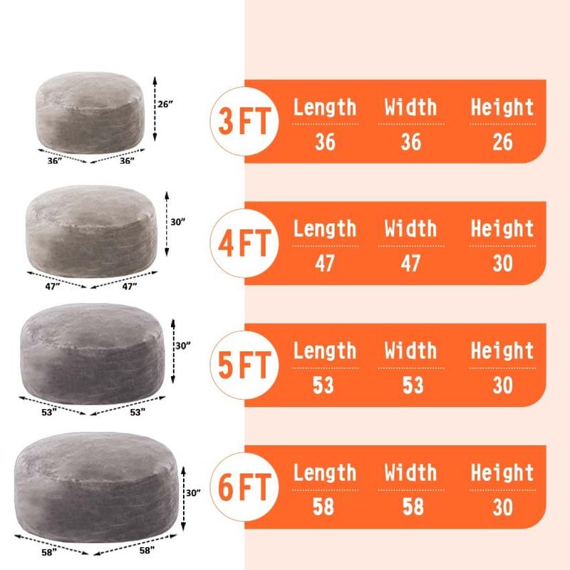 3FT/4FT/5'FT/Jumbo(with Filler) bean bag Lazy sofa beanbag Chair Ship Free High-Rebound Memory Foam Furniture Flannel Cover Removable