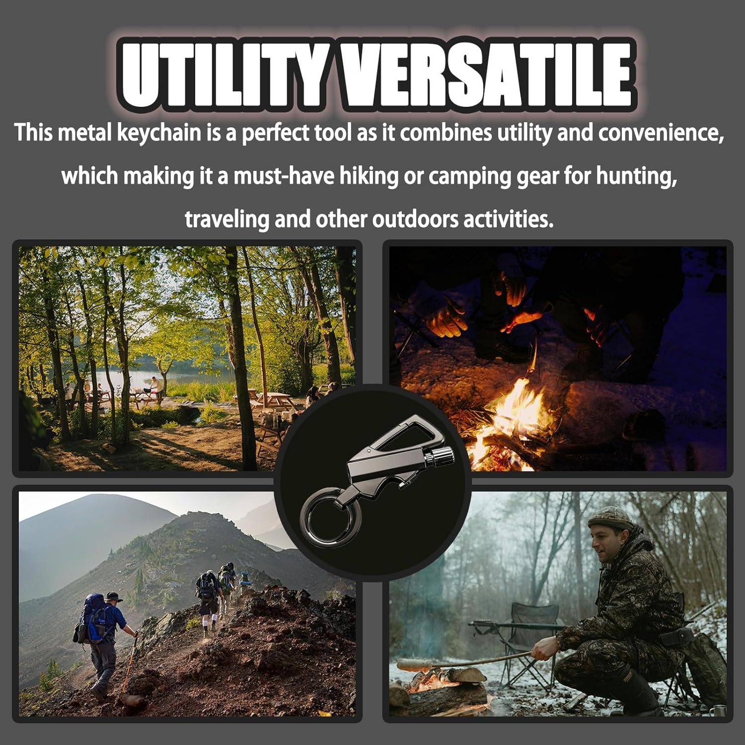 All-Metal Multi-Functional Tool Lighter Keychain Portable Lighter (Not include Fuel) Waterproof Reusable Multifunctional 3-in-1 keychain Bottle Opener, Stores keys, Durable for Travel Outdoor Activities Camping Parties Creative Gift for Both Men Women