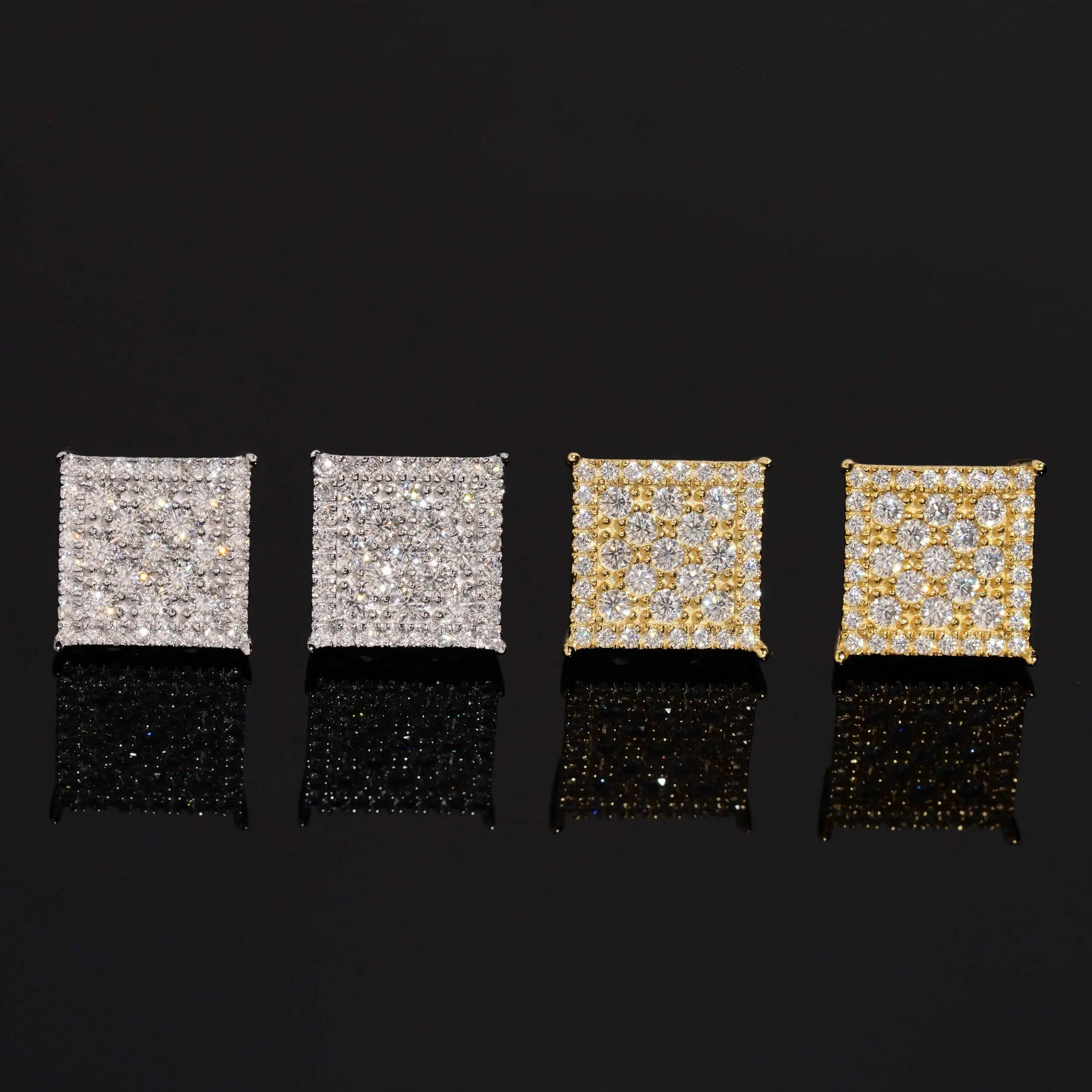 Square Pavé Cluster Stud Earrings Lab Diamond