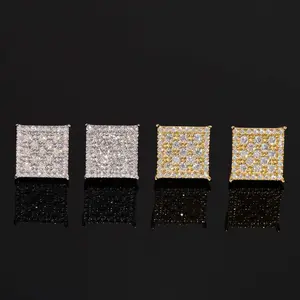 Square Pavé Cluster Stud Earrings Lab Diamond