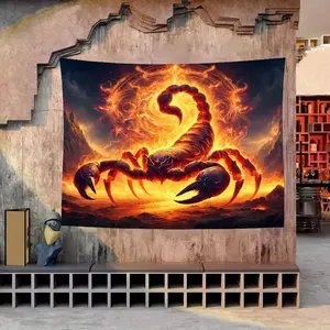 Scorpio Zodiac Animal Tapestry,Woven Polyester Wall Hanging,Transverse Orientation, Animal Print, Dorm & Living Room Decor, Studio Backdrop Decoration