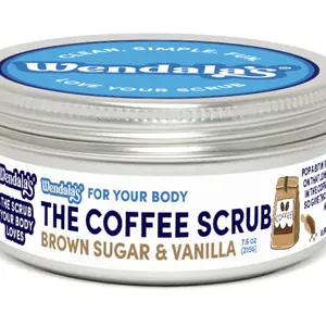 Wendala's Coffee Vanilla Body  Scrub- Contains Organic Coffee and Unrefined Sugar. Perfect way to stimulate your body in the shower or bath.