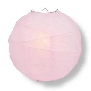 8 Inch Pink Free-Style Ribbing Round Paper Lantern