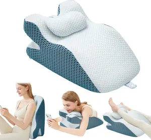 Wedge Pillow, Pillow Wedge with Small Support Pillow Ergonomic Memory Foam Wedge Pillow for Female, Comfortable Wedge Pillow for Neck and Back, Small Wedge Pillow for Sleeping Reading Back Pain Relief(Suitable for people weighing 100-250IB)