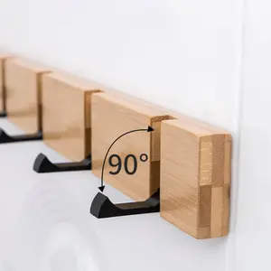 2 Pack Creative Wooden Invisible Hook Door Folding Clothes Rack Coat Hanger Hallway Bedroom Wardrobe Organizer, Door Hanging Organizer, Set of 2