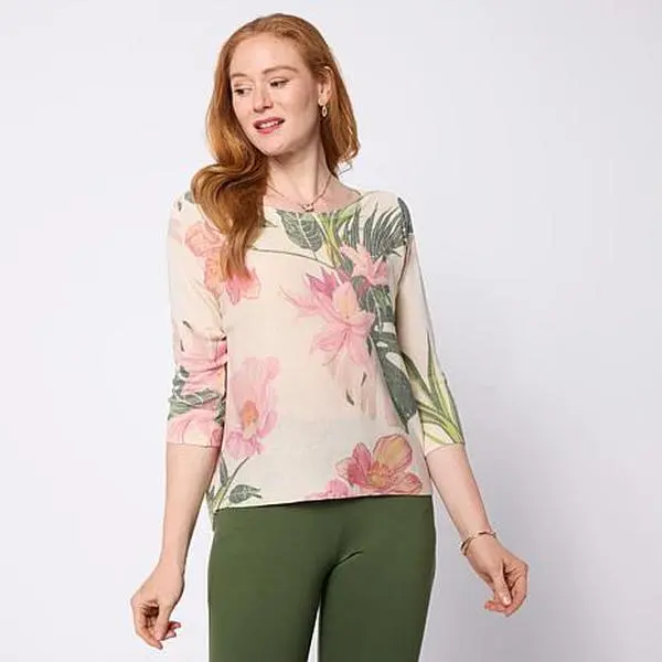 Jaclyn Smith 3/4 Dolman Sleeve Boat-Neck Sweater
