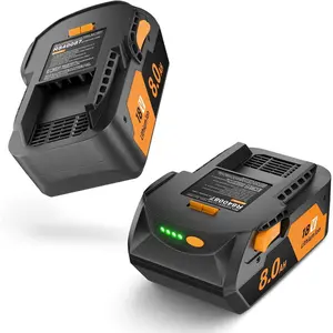 High-quality upgraded 8.0Ah battery, compatible with Ridgid 18V batteries R840087, R840086, R840084, R840083, AC840086, and AC840085, can replace Ridgid 18V cordless power tool lithium-ion batteries.