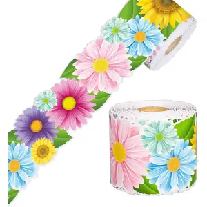Spring Bulletin Board Borders Daisy Flower Border Trim Spring Floral Paper Cutouts for Classroom School Wall Home Decor, 68.9 Ft