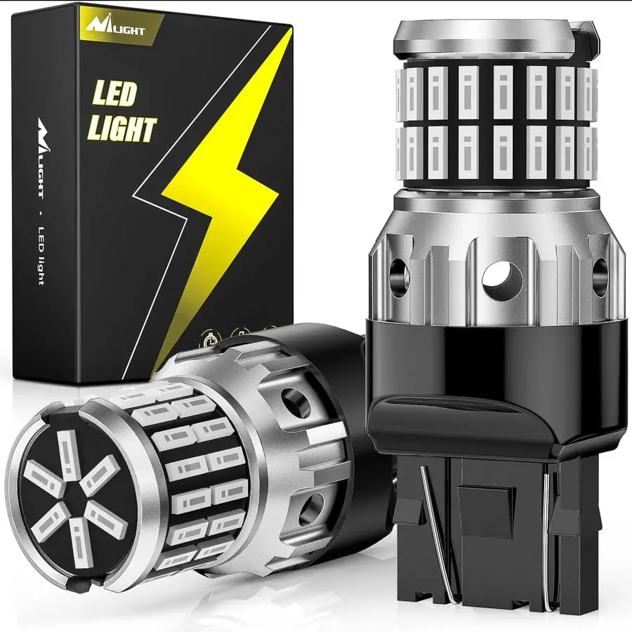 Nilight 7440-7443 T20 4014 63SMD Red High Lumen LED Car Bulbs (Pair Set) with Aluminum Cooling, High Lumen Headlight, Turn Signal Lights for Cars