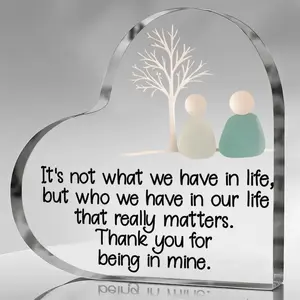 Heart-Shaped Acrylic Plaque, Transparent Decorative Sign for Desktop Decoration, Novelty Desk Decor, Perfect Gift for Couples, No Power Required
