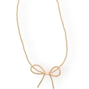Beaded Blondes Gold Bow Necklace
