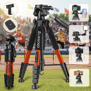 Camera Phone Tripod, 74'' Lightweight DSLR Camera Stand with 3 Way Pan Head, Horizontal Tripod for Smartphone with Carry Bag for Travel Video Photography YouTube Vlog（Orange）#Easter Gift#SummerVibes