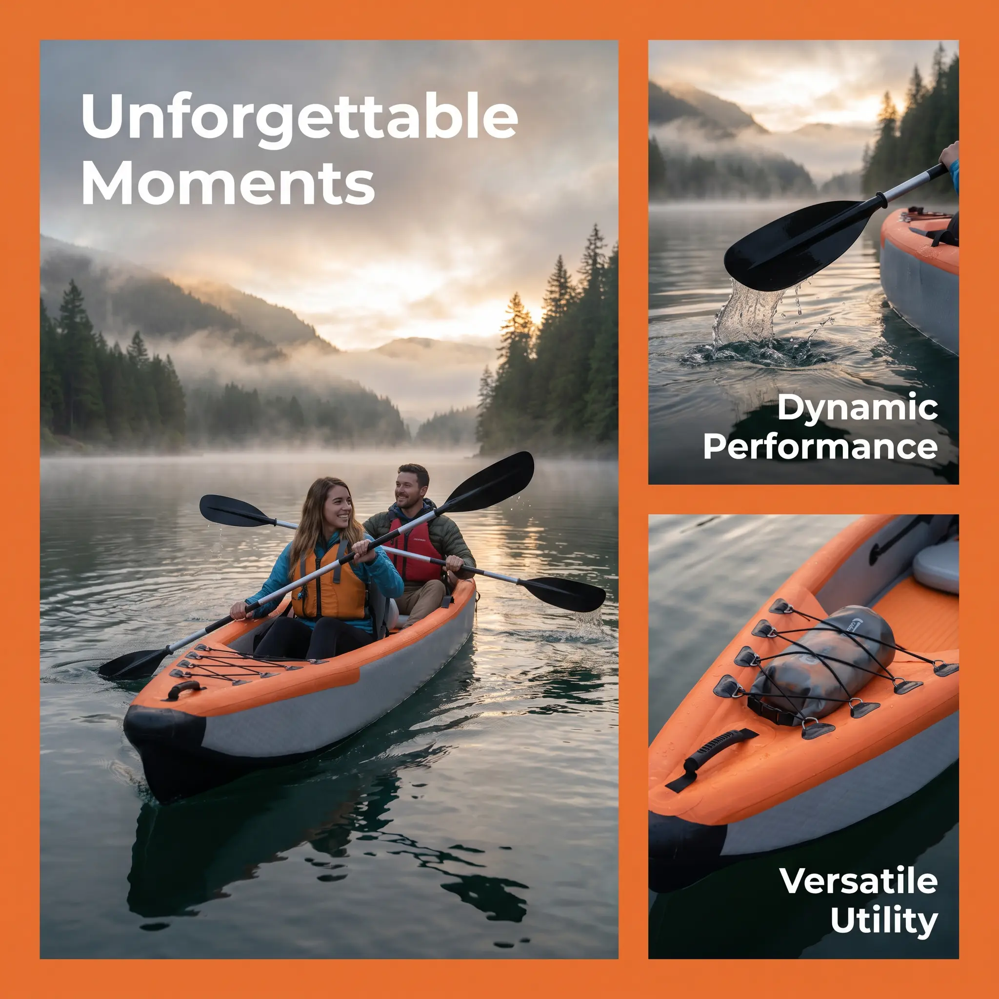 2-Person Inflatable Kayak - High Pressure & Ultra Durable Heavy Duty Raft Boat, Portable & Easy to Carry Drift Canoe with Fast Setup, Stable & Safe on Water, Waterproof for Fishing, Camping Adventures, 2-Person Design