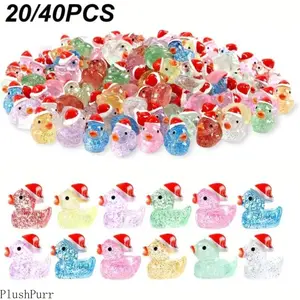 Christmas Mini Glitter Duck Set, Colorful Resin Figurines, No Plug Needed Mini Gifts, Premier League Fan Shop Party Favors & Ornaments, Perfect for Gifting & Decor outdoorfun