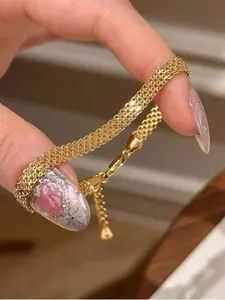 Women's Titanium Steel Bracelet, Exquisite Bracelet, Elegant Snake Bone Weave Design, All-Season Jewelry Gift for Her, Fashionable Hand Chain Accessory