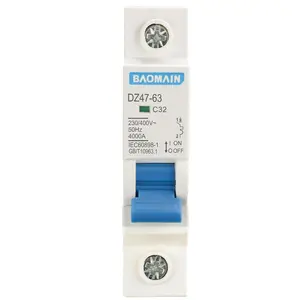 Miniature Circuit Breaker 1 Pole DZ47-63 C32 AC 230V 32Amp DIN Rail Mounting