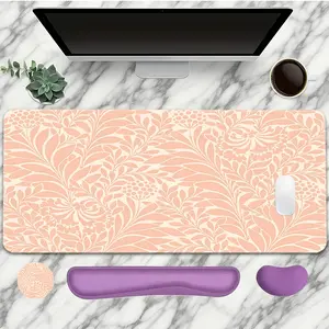 Floral Pattern Mouse Pad With Wrist Rest Set 4PC Pink Large Gaming Mouse Pads Abstract Illustration Art Mouse Pad For Desk XXL Non-Slip Rubber Base Desk Pad Keyboard Mat For Office Home Desktop Protector Decor Mousepad Desk Mat Mousepads Aesthetic Ideal