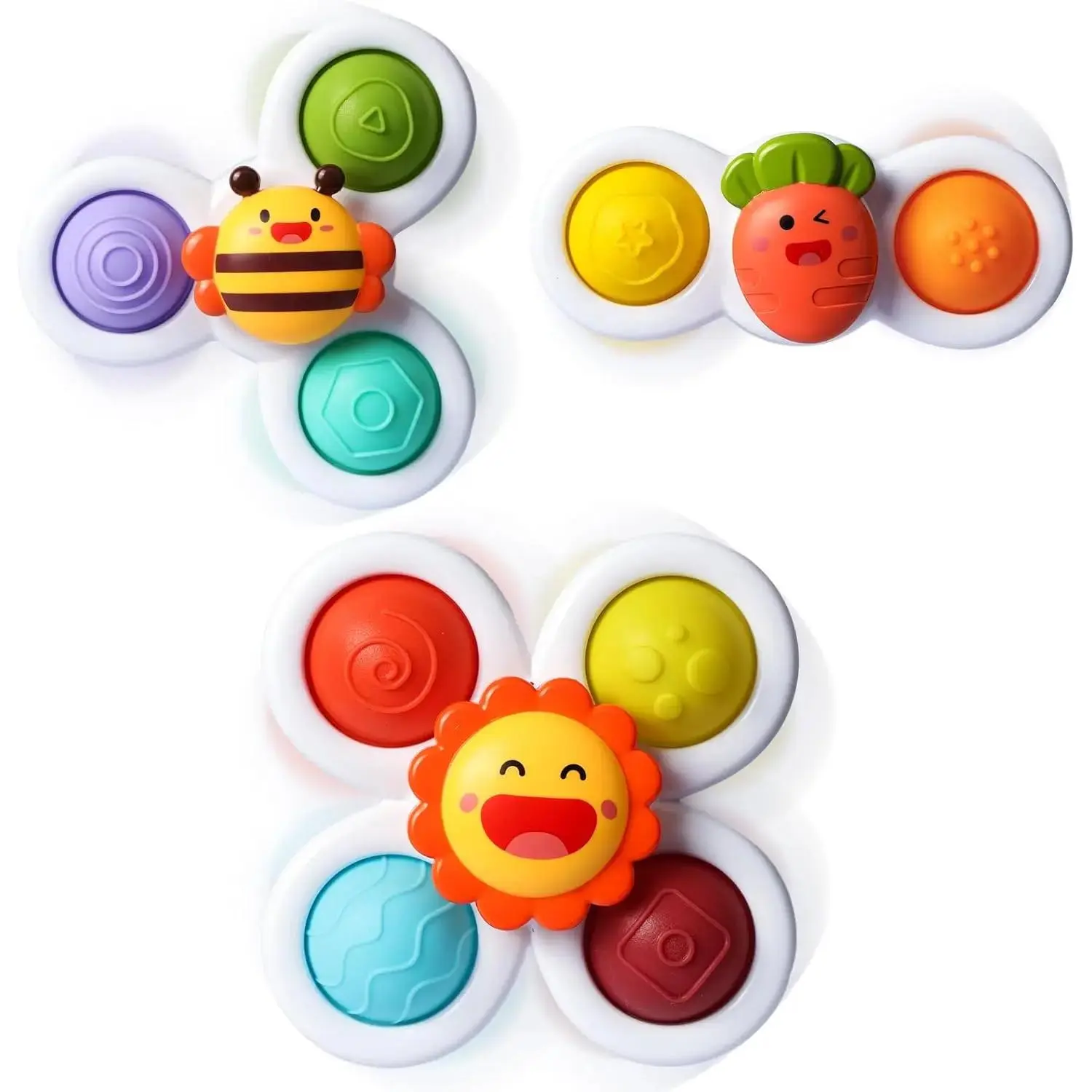 ALASOU 3PCS Suction Cup Spinner Toy Set - ABS Plastic Classic Novelty Spinning Tops with Strong Suction Cups, Rotating Really Fast, CPSIA Tracking Label, CA Prop 65 Carcinogens:No, Kids' Birthday Gift