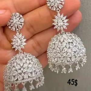 Earring Ngs with Decorative Design and Sparkling Accents, Silver Finish, Elegant and Sparkling Look