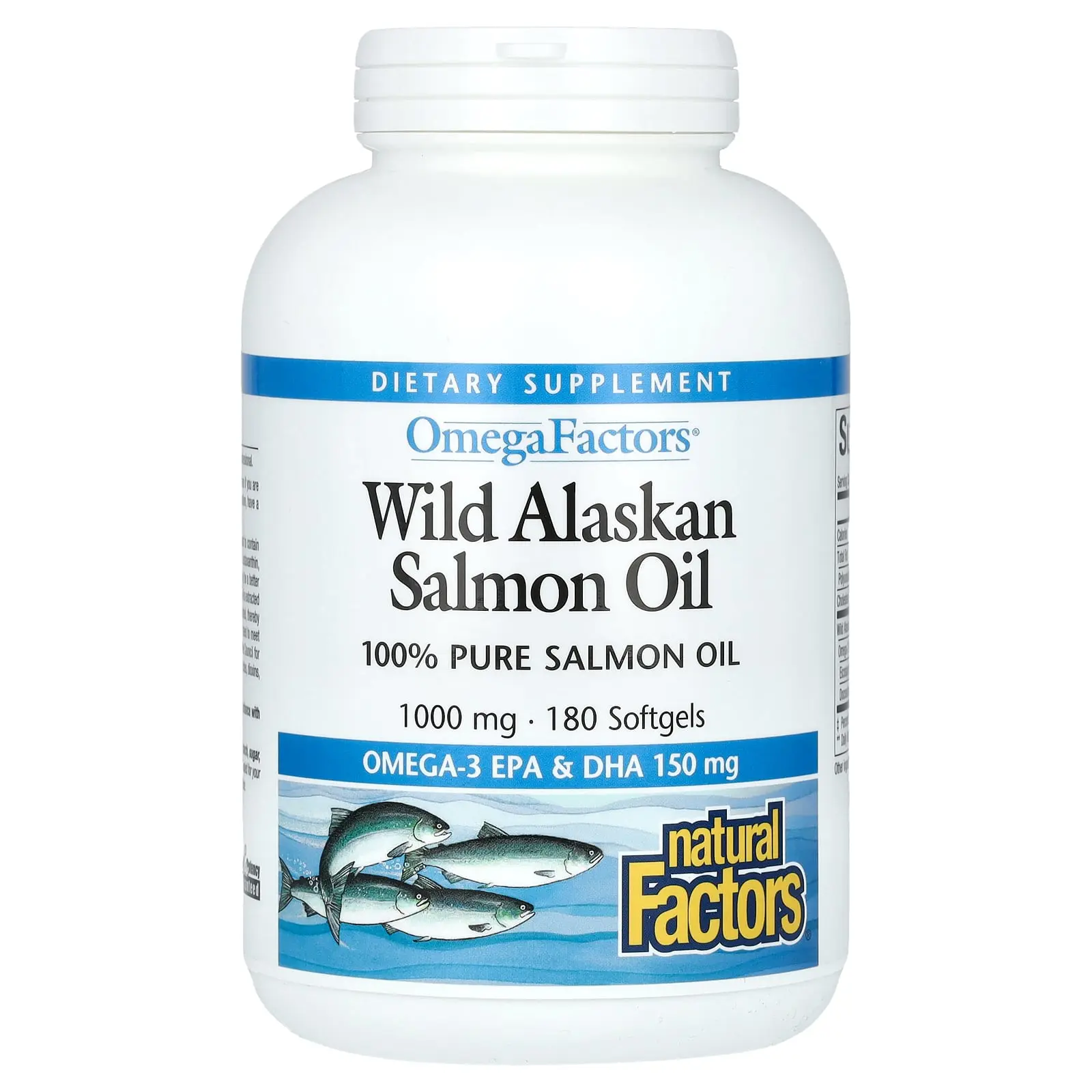Natural Factors Omega Factors, Wild Alaskan Salmon Oil, 1,000 mg, 180 Softgels