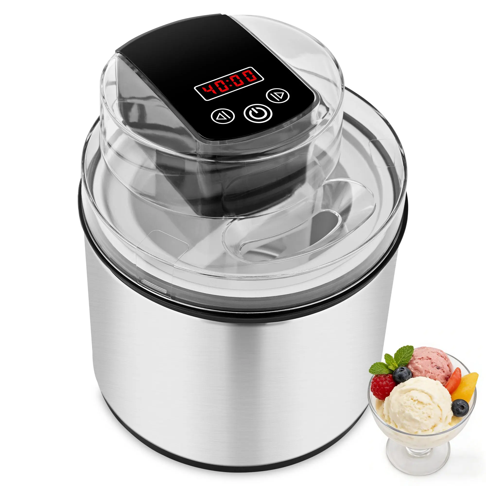 SUSTEAS Family Size 68oz Ice Cream Maker - Quick 20-Minute Churning with 5-Minute Timer, Pre-Freezing Bowl for Homemade Frozen Treats, Yogurt and DIY Ice Cream