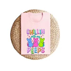 Chilling With My Peeps Shirt, Chilling With My Peeps Tee, Cute Easter Cotton, Gift For Easter Day, Peeps Easter Shirt, Blessed Shirt