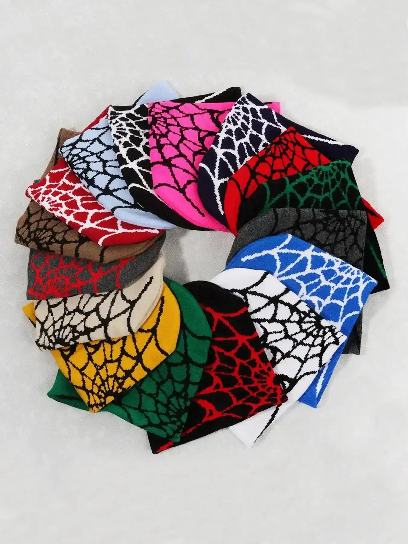 Unisex Spider Web Y2K Knit Beanie, Casual Fitted Hat for Fall & Winter, Trendy Jacquard Outdoor Cycling Cap, No Brim Design, Versatile Style, Casual Chic, Go To Piece, Modern Design, Easy Styling, Style Essential