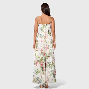 New Style Spaghetti Strap Fresh Print Long Maxi Dress