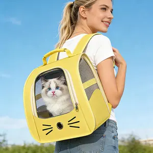 Portable Pet Backpack with Large Transparent Window, Breathable Oxford Fabric, Handheld Design for Cats and Small Dogs