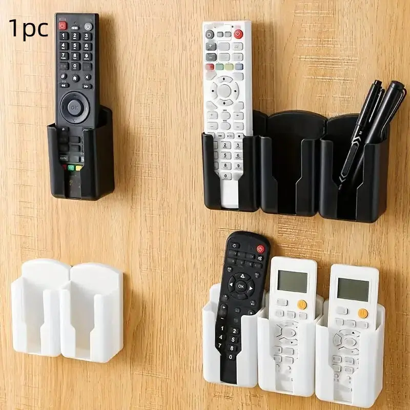 Punch-Free TV and AC Remote Holder, Wall-Mounted Remote Rack Organizer, Storage Box with Mobile Phone Stand, Space-Saving Remote Control Organizer, Efficient