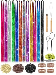 12 Colors Gold Silver Hair Accessories Set, 4200 Pcs Glitter Hair Clips for Holidays Travel Parties Christmas New Year Halloween Birthdays, Glitter Hair Tinsel