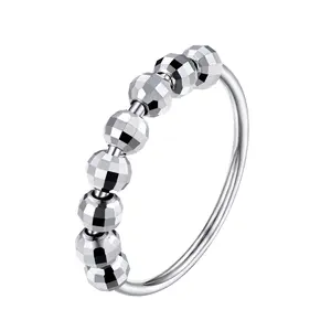 ChicSilver 925 Sterling Silver Fidget Ring Stackable Thumb Pinky Knuckle Finger Rings for Women