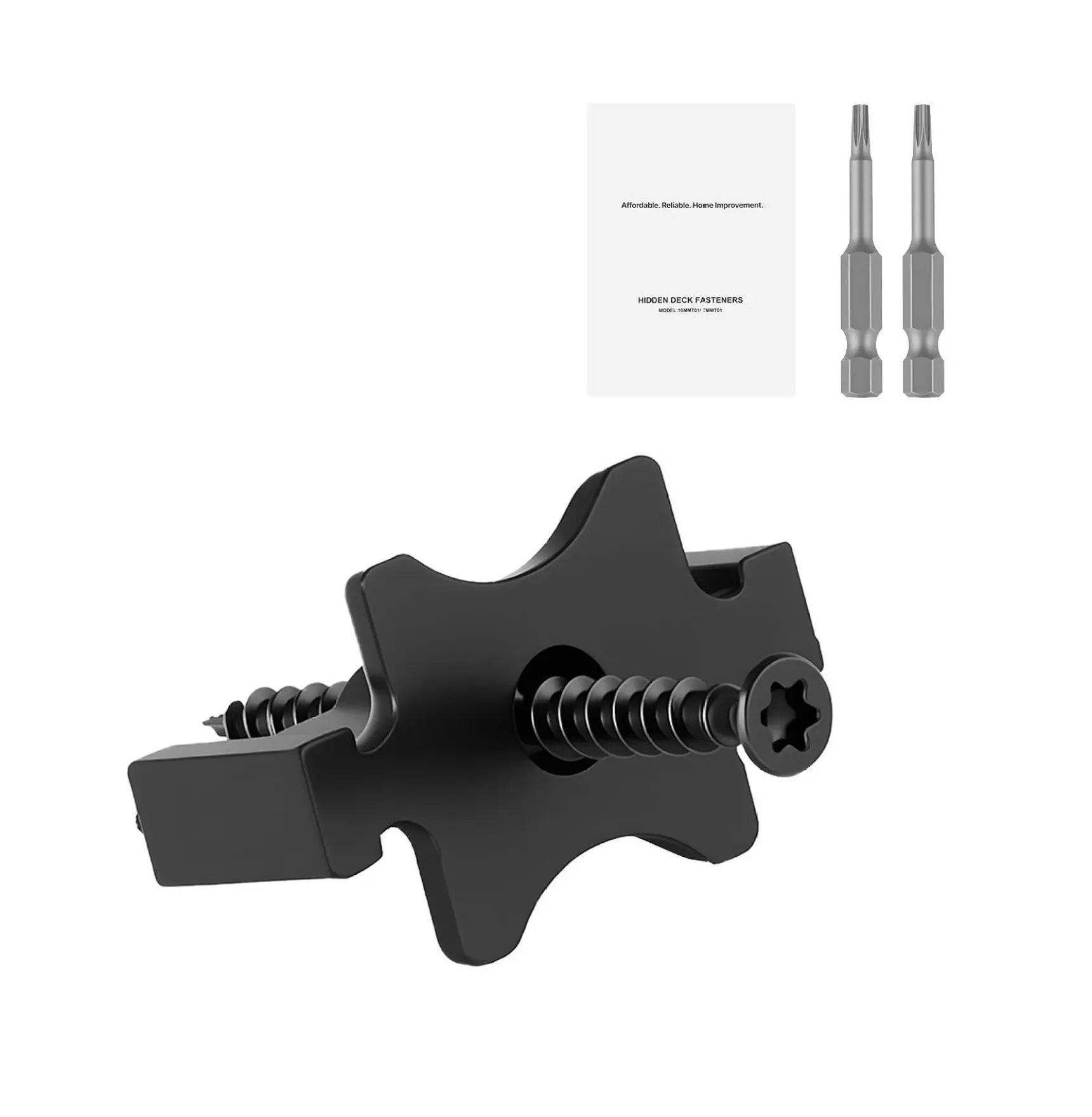 90PCS Hidden Deck Fasteners Composite Decking, T Clips & Screws - Black T Clips/90 Pcs