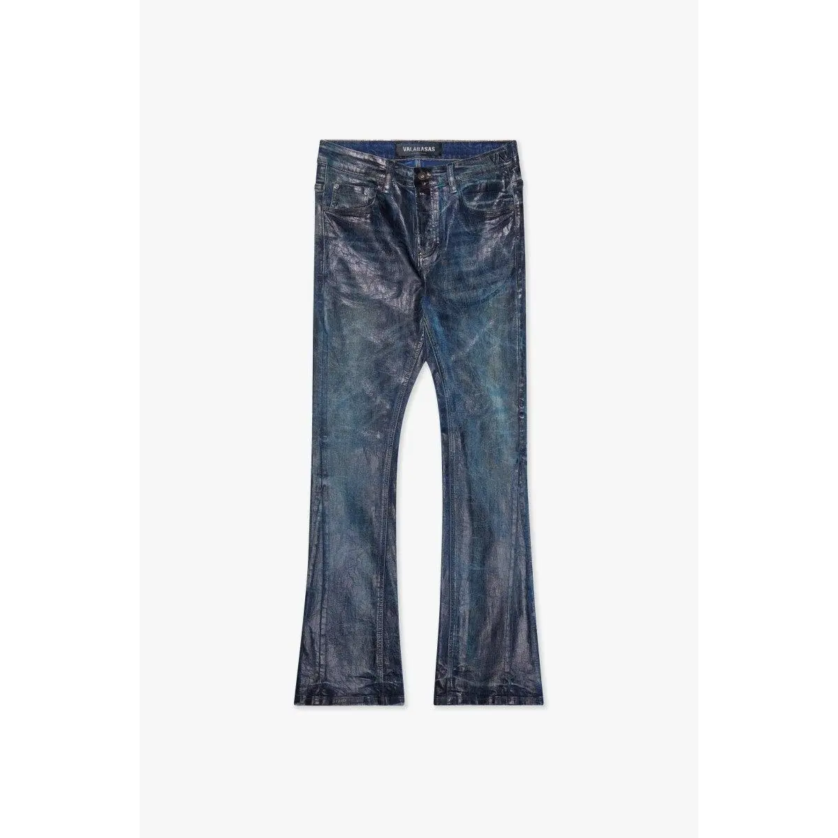 Fax Stacked Jeans, Dirty Indigo Waxed Denim Bottoms Fax Stacked Jeans, Dirty Indigo Waxed Denim Bottoms