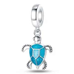 1 Piece Silver Plated Sea Turtle Fashion Women's Pendant, Weight 2.1g/0.07oz, Suitable for Original 3mm Bracelet DIY Jewelry Making