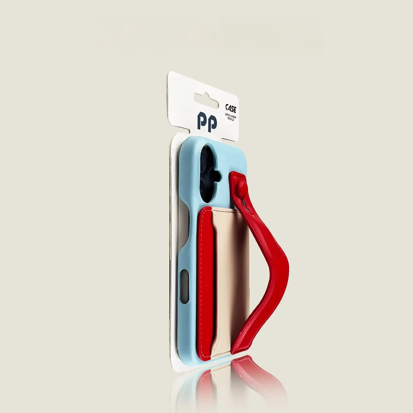 Color Block Card Holder Smartphone Case with Handheld Wrist Strap, Slim Protective Cellphone Shell with Clip, Compatible with iPhone 17/16/15/14, Casing