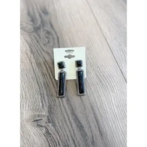 Black Rectangle Earrings