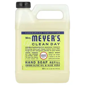 Mrs. Meyers Clean Day Hand Soap Refill, Lemon Verbena, 33 fl oz (975 ml)