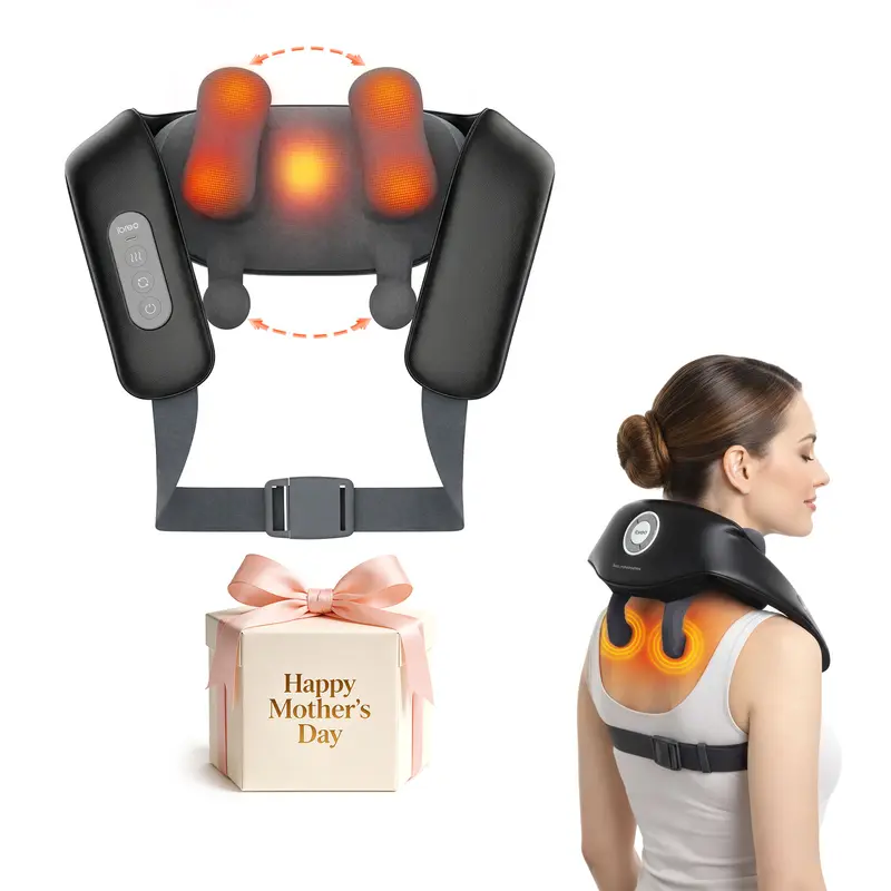 IBREO Wireless 6D Neck & Shoulder Massager with Heat - Deep Kneading for Shoulder Pain Relief, Neck Pain Relief, Adjustable Width for All Body Types, 150-Min Runtime, 4 Modes, 3 Intensities, Unique Gifts for Man,back to school,back to school haul
